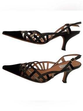 MAX MARA Black Sling Back Pointed Toe Heels Women’s Size 6.5 /EU 37.5
